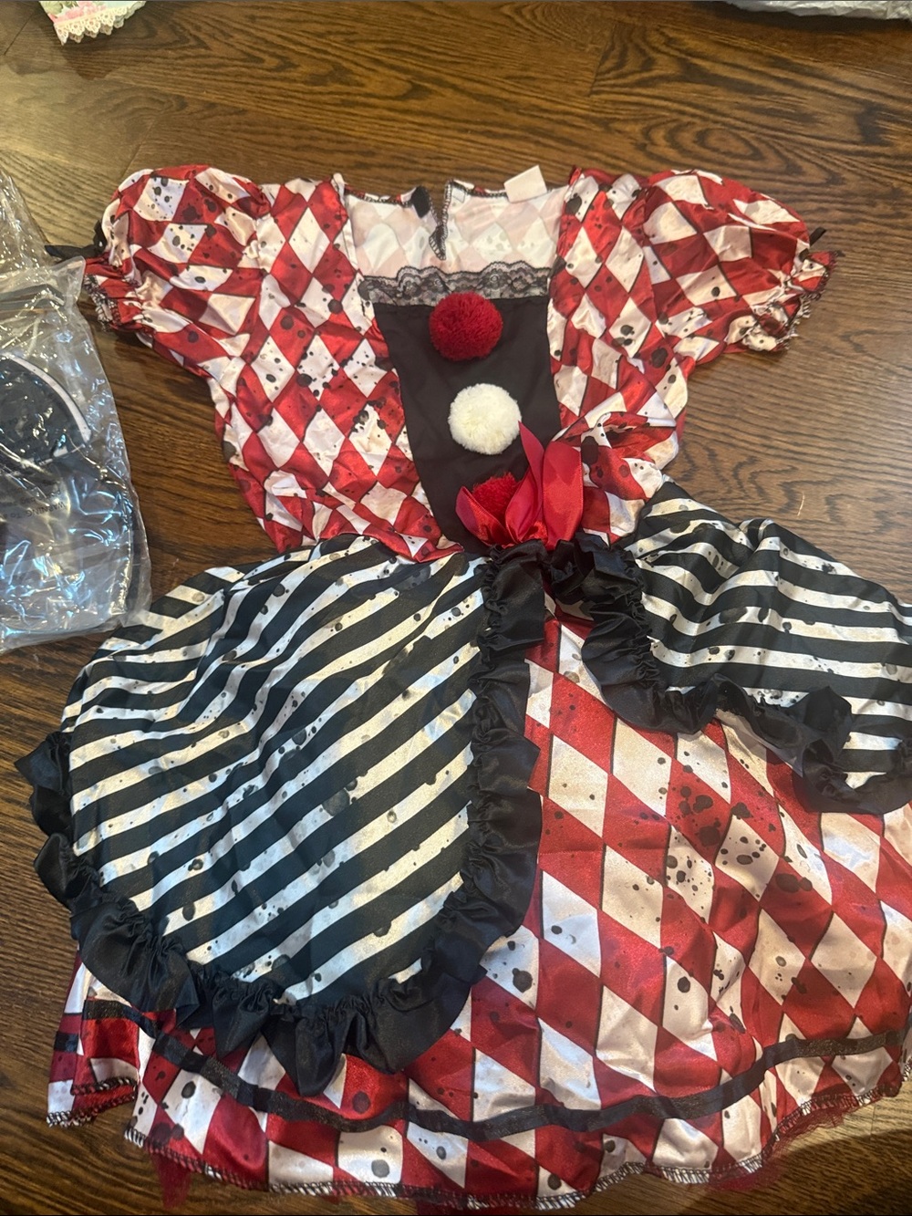 Spirit Red and Black Harlequin Clown Costume Dress for Kids